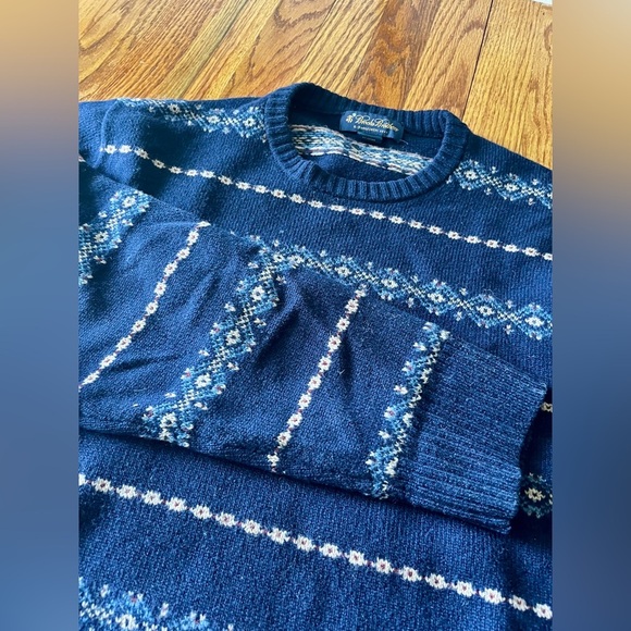 Brooks Brothers 100% Wool Sweater Navy Fair Isle - Large - Picture 4 of 9
